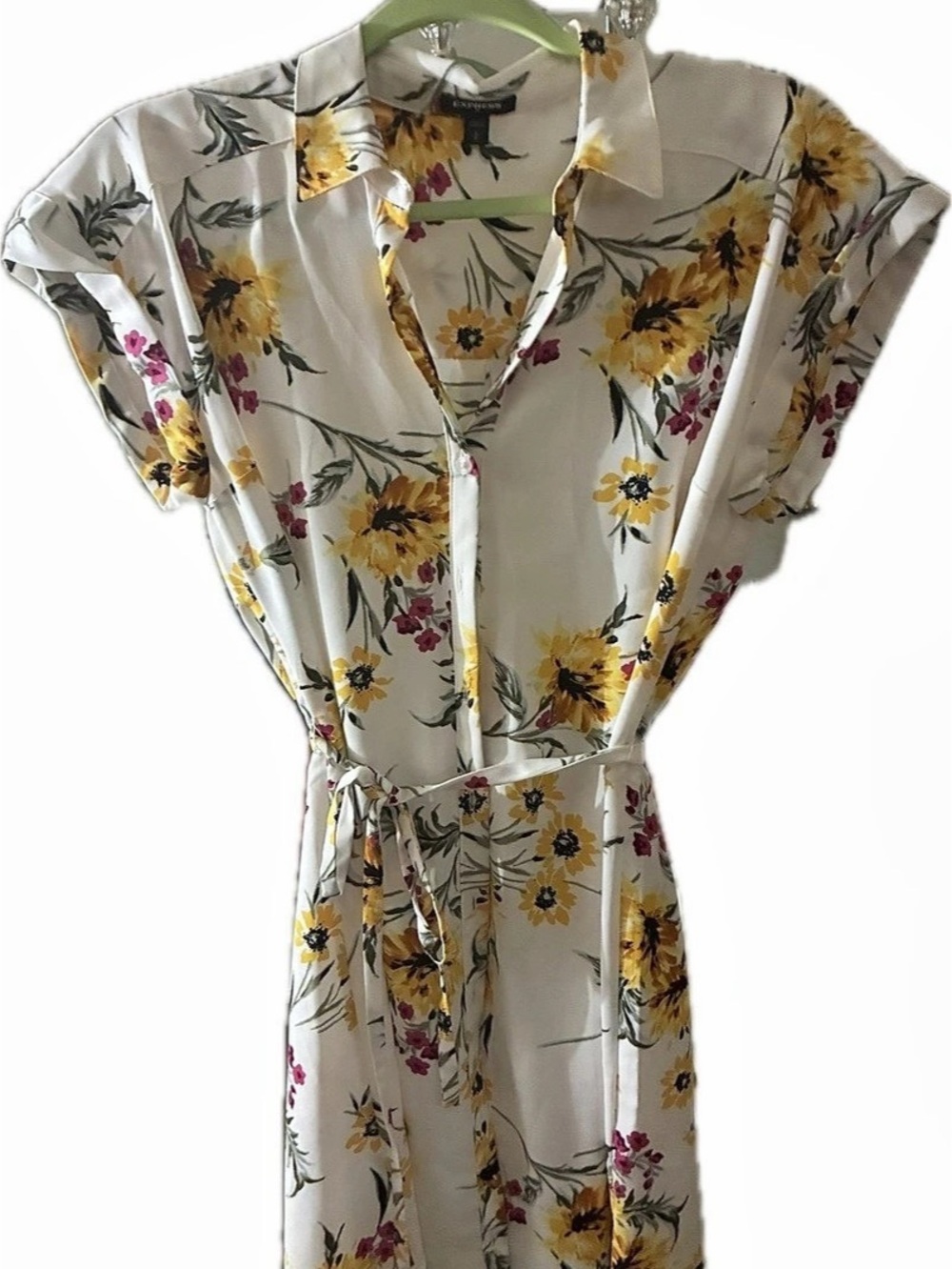 Express Floral Mini Dress in White & Yellow Like New
